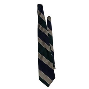 Lands’ End Men’s‎ Navy and Green Stripe Tie - Made in USA